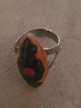 Orange Floral Resin Statement Ring